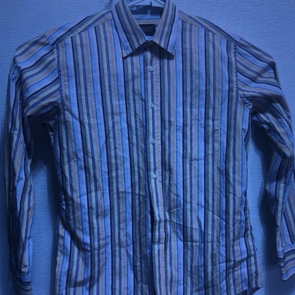 Other - Men's Striped Button-Down Shirt - Blue & White